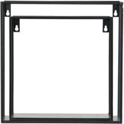 WOOOD Juego de 2 estantes de pared en forma de cubo de metal negro
