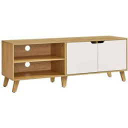 VASAGLE Mueble de tv para 60 pulgadas de color roble natural y blanco crema