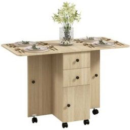 Homcom Mesa plegable cocina 120x60x76.5 cm madera natural