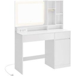 VASAGLE Tocador de color blanco nube de anchura de 110 cm con luces led