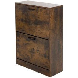 ML-Design Mueble zapatero 2 compartimentos cofre madera marrón oscuro