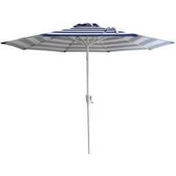 Happy Garden Sombrilla redonda 2,70 m alu, lona a rayas azules