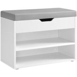 VASAGLE Banco zapatero de 30 x 60 x 44 cm de color blanco nube