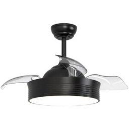Sulion Ventilador de techo con luz LED negro 3 palas retráctiles 90cm