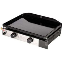 Somagic Plancha de gas 2 quemadores placa de hierro fundido negro