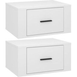 Maison Chic Juego de 2 mesitas de noche de pared madera blanco 50x36x25 cm