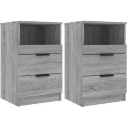 Maison Chic Juego de 2 mesitas de noche madera gris 40x36x65 cm