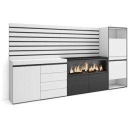 Skraut home Aparador efecto madera blanco 274x35x145cm chimenea efecto fuego
