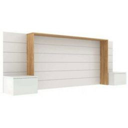 ID Kids Cabecero con mesitas de noche blanco y madera 160 cm
