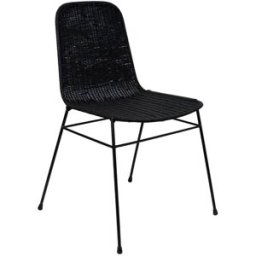 Koketto Home Silla de ratan negro y patas metálicas negro
