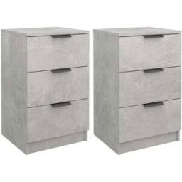 Maison Chic Juego de 2 mesitas de noche color madera gris hormigón 40x36x65 cm