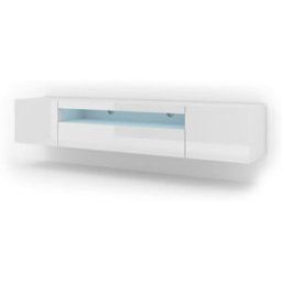 AKL FURNITURE Mueble para TV efecto madera Blanco LED