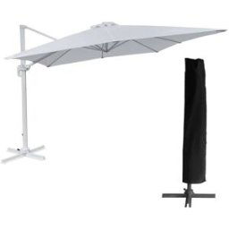 Happy Garden Sombrilla rectangular 3x4m lona blanca con funda
