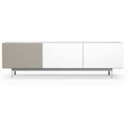 Herdasa Mueble TV 3 puertas melamina blanco-arena patas blanco 52x180x44 cm