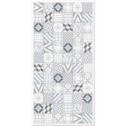 Home and Living Alfombra vinílica hidráulica love gris azul 200x200 cm