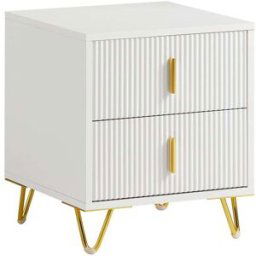 SoBuy Mesita de noche mesa auxiliar con 2 cajones blanco