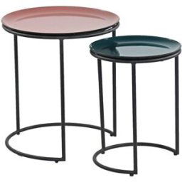 WeHome Juego mesa de café en metal rosa y verde oliva
