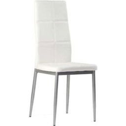 Pondecor Set 4 sillas cocina Sara polipiel blanco. Estructura metal gris plata.