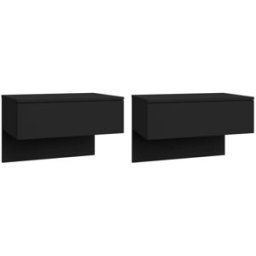 Maison Chic Juego de 2 mesitas de noche de pared madera negro 60x40x40 cm