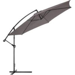Tectake Sombrilla ø 350 cm, inclinable, incluye funda protectora, gris