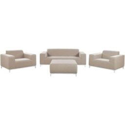 Beliani Conjunto de jardín 5 plazas de poliéster beige arena/blanco