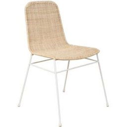Koketto Home Silla de ratan natural y patas metálicas blanco