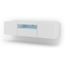 AKL FURNITURE Mueble para TV efecto madera Blanco LED