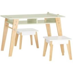 SoBuy Juego de mesa y 2 taburetes infantiles madera verde