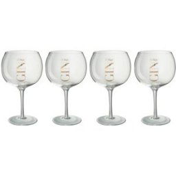J-line Caja de regalo 4 copas de gin tonic transparente/oro