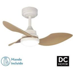 Fijalo Ventilador lámpara techo metal madera blanco natural 64x64x30cm