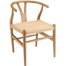 MACABANE Silla de madera de caoba, espalda redondeada y asiento de ratán