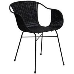 Koketto Home Silla de ratan negro y patas metálicas negro