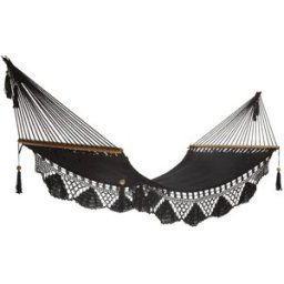 Hamac del sol Hamaca de madera nicaragüense - negro - 100% algodón - 100 x 360 cm