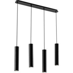 Luce Ambiente e Design Luz de techo cilíndrica en metal negro con cuatro luces