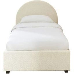 Sorelh Cama con caja en tejido rizado crudo 90x190 con somier incluido