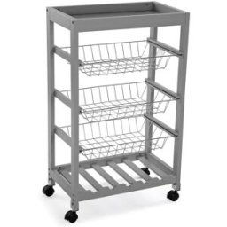 Versa Home Carro de cocina en madera aglomerada gris