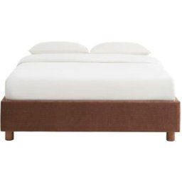 Sorelh Cama con caja retro de pana marrón 160x200 incluido somier