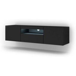 AKL FURNITURE Mueble para TV efecto madera Negro LED