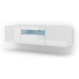 AKL FURNITURE Mueble para TV efecto madera Blanco LED