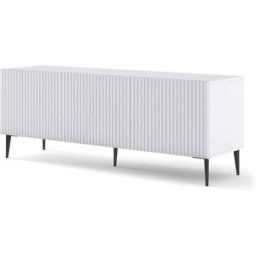 AKL FURNITURE Mueble para TV efecto madera Blanco y Negro LED