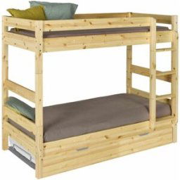 ID Kids Litera con cama nido madera maciza natural 80x190 cm