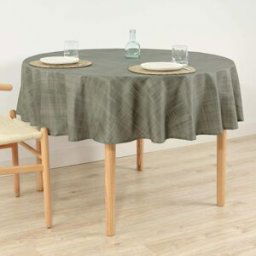 Muare Home Mantel redondo antimanchas 100% algodón verde 180 cm