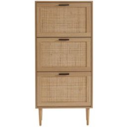 Baita Mueble zapatero efecto roble y ratán 60cm
