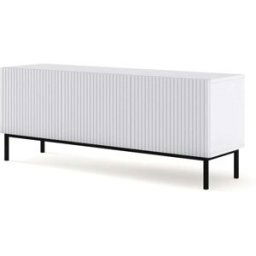 AKL FURNITURE Mueble para TV efecto madera Blanco y Negro LED