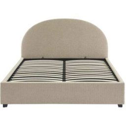 Sorelh Cama con caja en tejido rizado beige 160x200 con somier incluido