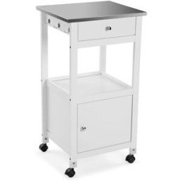 Versa Home Carro de cocina con cajón en aglomerado efecto madera blanco y marrón