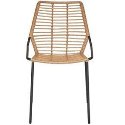Vinta Home Silla de comedor ratán sintético y acero negro
