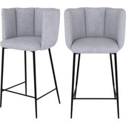 Rendez-Vous Déco Set de 2 sillas para isla de cocina en tela gris claro 67 cm