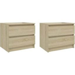 Maison Chic Juego de 2 mesitas de noche contrachapado madera marrón 50x39x43,5 cm