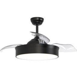 Sulion Ventilador de techo con luz LED negro 3 palas retráctiles 107cm